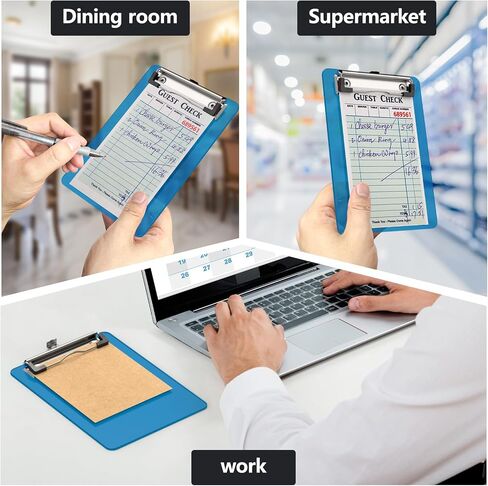 Mini Clipboard Set of 4, 5 x 7 Plastic Small Blue Clip Boards with Low Profile Clip, Memo Size for Classroom, Teacher, Students, School & Office Supplies in Saudi Arabia