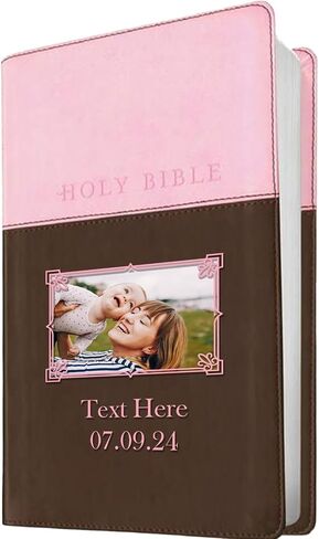 كتاب Printualist Personalized Gift Bible مع نص وصور مخصصة ، NLT ، Pink/Dark Brown Tutone ، إصدار ترجمة للحياة المعيش in Kuwait