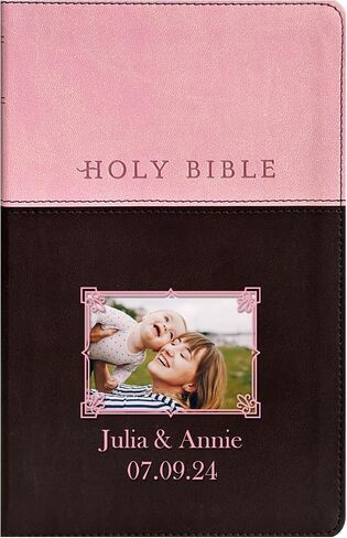 كتاب Printualist Personalized Gift Bible مع نص وصور مخصصة ، NLT ، Pink/Dark Brown Tutone ، إصدار ترجمة للحياة المعيش in Kuwait