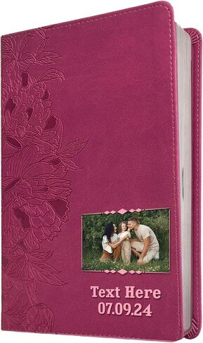 كتاب Printualist Personalized Gift Bible مع نص وصور مخصصة ، NLT ، Pink/Dark Brown Tutone ، إصدار ترجمة للحياة المعيش in Kuwait
