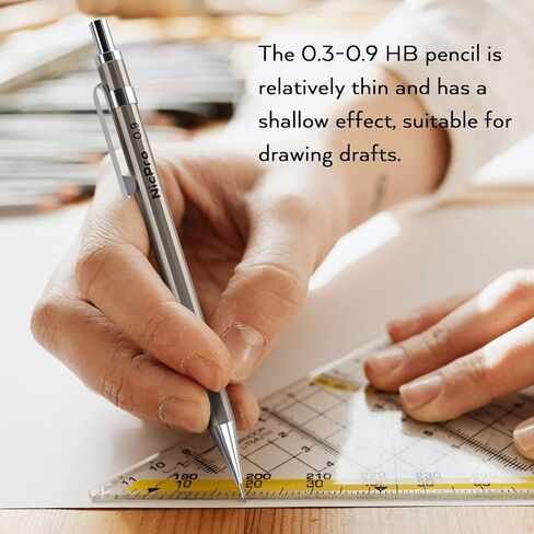 Nicpro 6PCS Metal Mechanical Pencil Set, Full Copper Drafting Pencil 0.3, 0.5, 0.7, 0.9 mm & 2PCS 2mm Graphite Lead Holder(4B 2B HB 2H) For Art Sketching Drawing With Lead Refills Eraser Case in Saudi Arabia
