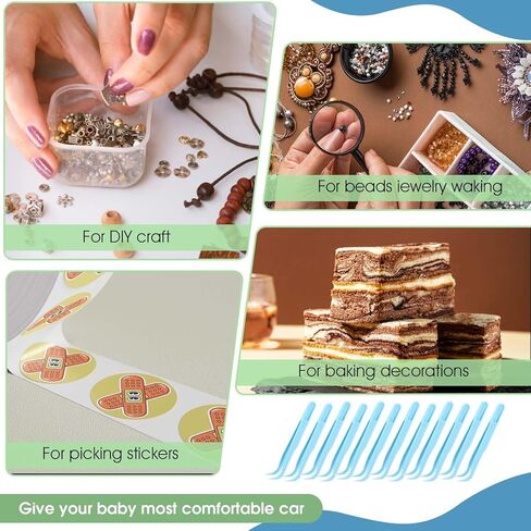 WJIAAA 20pcs Plastic Tweezers, Long 4.5 Inch Bent Tweezers for Crafting Small Jewelry Making Tools for Bead Craft DIY, Baking Decoration, Feeding Reptiles, Disposable Sticker Tweezer(Blue) in Kuwait