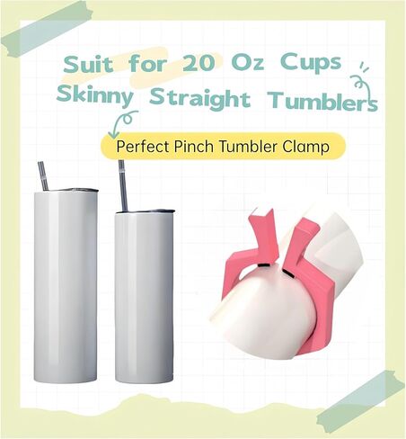2PCS Tumbler Holder Tumbler Clamp for Sublimation,Pinch Tumbler Clamp Perfect,Tumbler Clamp Sublimation Tools for 20 Oz Cups Skinny Straight Tumblers(Pink)-SATONBEYI in Kuwait