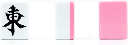 Mahjong Game Set, 144 40mm(1.57") Melamine Tiles with 4 Dices 40 Poker Chips and One Storage Bag, Complete Mahjong Tiles Set, Large, Majiang, 麻将, Pink in Kuwait