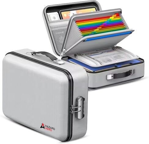 Fireproof Document Bag, 12 Multi Layer Important Document Organizer, Fireproof Bag Safe Storage Portable File Organizer with Lock, Waterproof Safe Organizer for Legal Files, Laptop, and More in Saudi Arabia