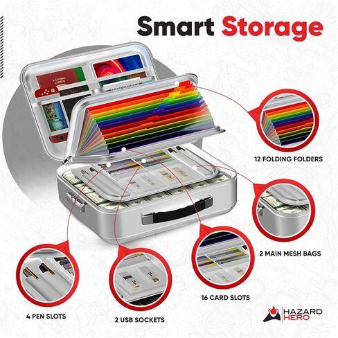 Fireproof Document Bag, 12 Multi Layer Important Document Organizer, Fireproof Bag Safe Storage Portable File Organizer with Lock, Waterproof Safe Organizer for Legal Files, Laptop, and More in Saudi Arabia