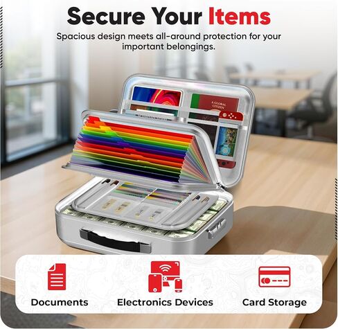Fireproof Document Bag, 12 Multi Layer Important Document Organizer, Fireproof Bag Safe Storage Portable File Organizer with Lock, Waterproof Safe Organizer for Legal Files, Laptop, and More in Saudi Arabia