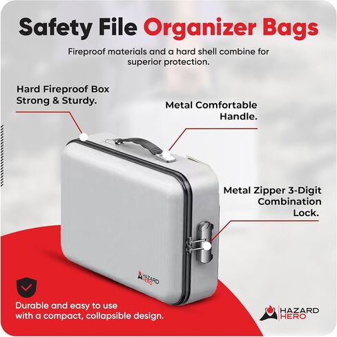Fireproof Document Bag, 12 Multi Layer Important Document Organizer, Fireproof Bag Safe Storage Portable File Organizer with Lock, Waterproof Safe Organizer for Legal Files, Laptop, and More in Saudi Arabia