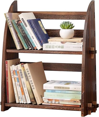 Bookshelf Desktop Retro Bookshelf Study Independent Bookcase Bedroom Office Multifunctional Storage Rack Living Room Display Rack Bookcase in Saudi Arabia