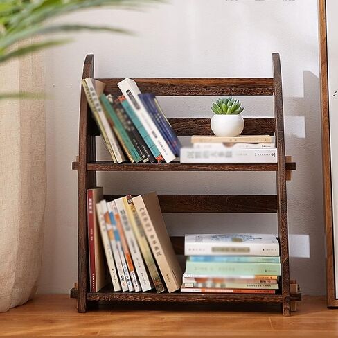 Bookshelf Desktop Retro Bookshelf Study Independent Bookcase Bedroom Office Multifunctional Storage Rack Living Room Display Rack Bookcase in Saudi Arabia