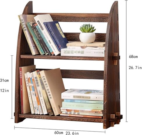 Bookshelf Desktop Retro Bookshelf Study Independent Bookcase Bedroom Office Multifunctional Storage Rack Living Room Display Rack Bookcase in Saudi Arabia