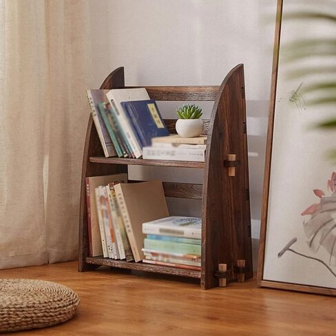 Bookshelf Desktop Retro Bookshelf Study Independent Bookcase Bedroom Office Multifunctional Storage Rack Living Room Display Rack Bookcase in Saudi Arabia