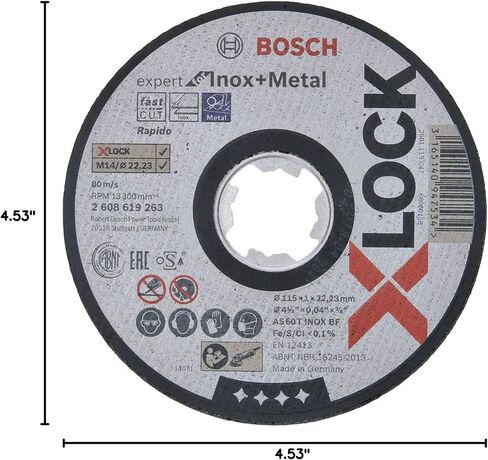 Bosch Professional Straight Cutting Disc Expert (for Inox and Metal, X-LOCK, Diameter 115 mm, Bore Diameter: 22.23 mm, Thickness: 1 mm) in Saudi Arabia