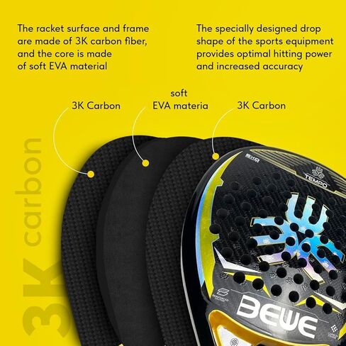 BEWE Paddle Tennis Racket – Professional Paddle Rackets for Adults – Paleta Padel – Padel Accessories – Black raqueta Padel – The Racket BEWE LEXO BTR-4026 in Saudi Arabia