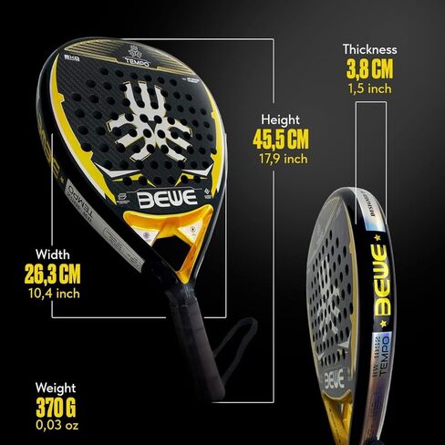 BEWE Paddle Tennis Racket – Professional Paddle Rackets for Adults – Paleta Padel – Padel Accessories – Black raqueta Padel – The Racket BEWE LEXO BTR-4026 in Saudi Arabia
