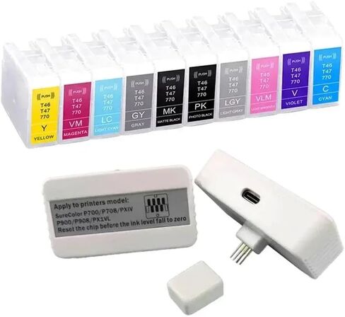 Compatible 10 Color Refillable Ink Cartridges Set Compatible with SC-P700 P700 P900 P708 P908 Without Chip Reset(10color No Chip) in Kuwait