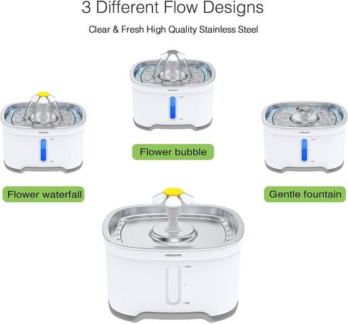 Cat Water Fountain with Stainless Steel Top, 2.5L Pet Water Fountain with Led Light and Water Level Window in Saudi Arabia