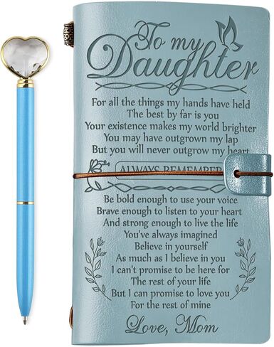 PRSTENLY Daughter Gifts from Mom Leather Journal with Heart Diamond Pen Set, 140 Page Refillable Journal Notebooks Graduation Christmas Birthday Mothers Day Gifts for Daughter from Mom in Kuwait