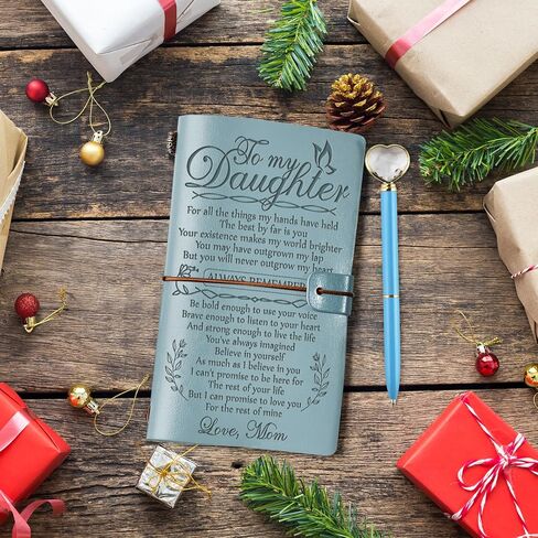 PRSTENLY Daughter Gifts from Mom Leather Journal with Heart Diamond Pen Set, 140 Page Refillable Journal Notebooks Graduation Christmas Birthday Mothers Day Gifts for Daughter from Mom in Kuwait