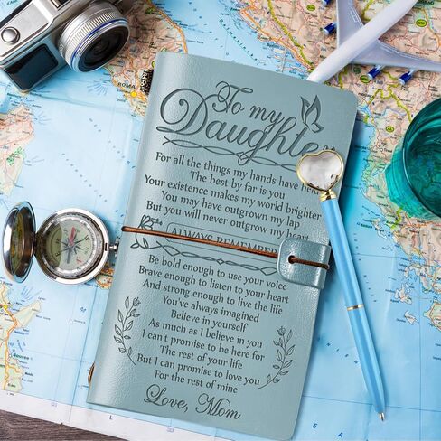 PRSTENLY Daughter Gifts from Mom Leather Journal with Heart Diamond Pen Set, 140 Page Refillable Journal Notebooks Graduation Christmas Birthday Mothers Day Gifts for Daughter from Mom in Kuwait