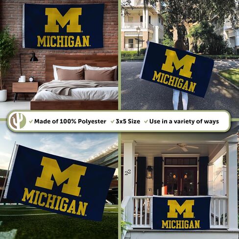 Desert Cactus University of Michigan Flag Wolverines UM U of M Flags Banners 100% Polyester Indoor Outdoor 3x5 (Design 3) in Saudi Arabia
