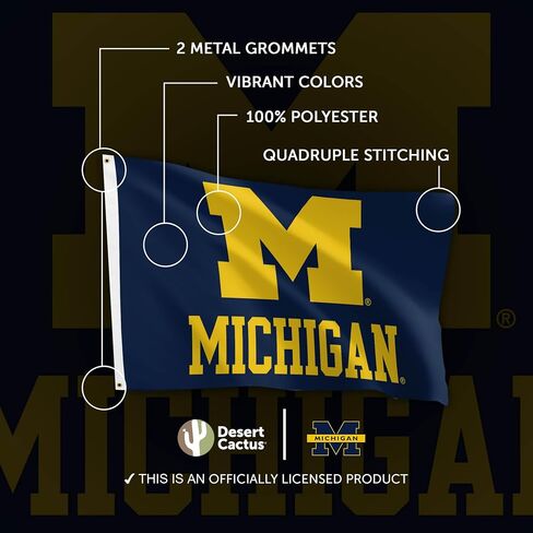Desert Cactus University of Michigan Flag Wolverines UM U of M Flags Banners 100% Polyester Indoor Outdoor 3x5 (Design 3) in Saudi Arabia