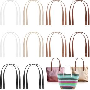 SilTriangle 20 Pcs Leather Purse Handles for Bags, Leather Purse Straps 5 Colors Sew on Bag Shoulder Replacement for DIY Crochet Bag Wallet Tote Making Supplies(Elegant Color)