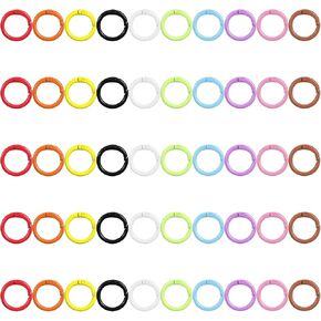 50PCS Colorful Spring O Rings, 24mm Metal Round Carabiner Trigger Spring Snap Clip Keychain Rings DIY Accessories for Buckle, Handbag, Purse