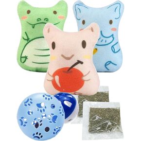 تتضمن ألعاب Cat ذات 5 عبوات مع Catnip - ألعاب مضغ للقطط القطط والقطط الداخلية ، 2 كرات القط وإعادة التعبئة (1.5 '' ، مجموعة لعبة القط الأساسية)