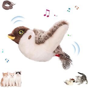 Interactive Chirping Bird Cat Toys with Flapping Wings,2025 Simulated Chirping Bird Cat Toy,Flying Bird Cats Toy,Flying Simulation Electric Sparrow ShakingToys for Indoor Pets