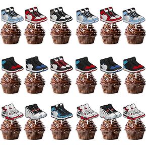 36pcs Sports Skateboard Dessert Cupcake Topper Pick for Sports Shoes Theme Decor Supplies Boys Girls Happy Birthday Party Decorations