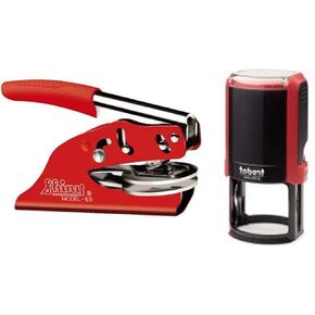 Flame Red Corporate Seal Creator Combo | Embosser and Stamp (2-Items)