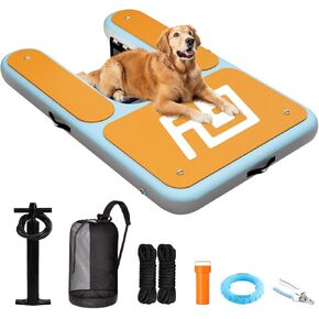 Dog Pool Ramp | 60×40" Pet Water Ramp | Dog Boat Ladder for Large Dogs Up to 230lbs | 95% Large Area EVA Covered | Claw-Friendly & Stable | Inflatable Pup Plank for Lakes, Pools, Boats