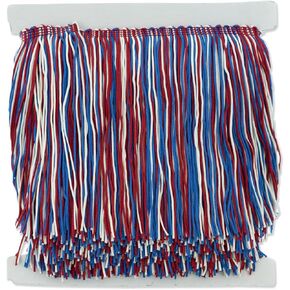 6" Multicolor Chainette Fringe Trim, Polyester-Made Decorative Fringe Trim, Versatile Fringes for Costumes, Uniforms, Home Decor, and Party Decorations, 10 Yards, Red/White/Blue