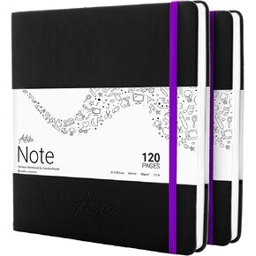 Articka Hardcover Sketchbook – 8x8 Square Sketch Journal, 2-Pack – 240 Pages, 180GSM Thick Paper – Hard Cover Sketch Book for Drawing & Journaling – Small Sketch Book with Elastic Closure