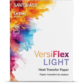 Sawgrass VersiFlex Light Heat Transfer Decoration Paper - For Uncoated Products - Fabric - Wood - Clean, Sharp Transfers - Self-weeding - Home Decor, Gifts, T Shirts, Hats - 100 Sheets - 8.5x11 Inches