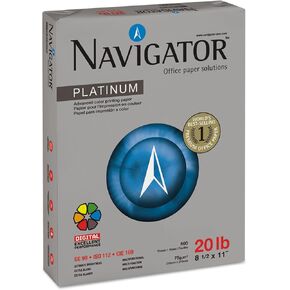 Navigator NPL1120 Platinum Paper 99 Brightness 20lb 8-1/2 x 11 White 5000/Carton