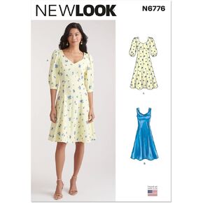 New Look UN6776A Misses' V-neckline Dress Sewing Pattern Packet, Design Code N6776, Sizes 10-12-14-16-18, Multicolor
