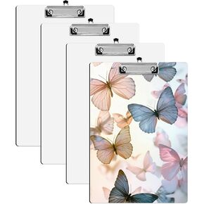 4 Pack Sublimation Clipboard Blanks Double Sided, 8.9"x12.4" A4 MDF Clipboard Blanks Bulk, Sublimation Teacher Blanks for DIY Craft Gifts Classroom Office School Supplies, Letter Size