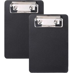2 Pack Mini Clipboards 4" X 6" Small Clipboards Travel Memo Clipboard Black Metal Clipboard for Offices Restaurants Memo Size Receipt Pocket Lists Small Notepads