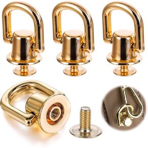 Hpmjz 4 PCS Crossbody Conversion Kit D Rings for Purse Stud Screw Rivets Ball Head Buttons Heavy Duty 360 Degree Rotatable Purse Hardware Brass Bag Accessories for Backpack Belt Craft