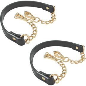 Luomorgo 2 Pcs Metal Chain Handles Strap, Black PU Leather Purse Strap Replacement, Long Handbags Chain Handles for Shoulder Bags, Clutch Purse DIY Crafts (Gold, 22.8" Length)
