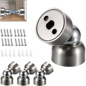 4PCS Magnetic Door Stoppers, Powerful Mini Doorstop Heavy Duty Door Holder with Screws, Stainless Steel Door’s Catcher to Hold Doors Open, Wall Magnet Doors Stop for Bedroom Bathroom Home