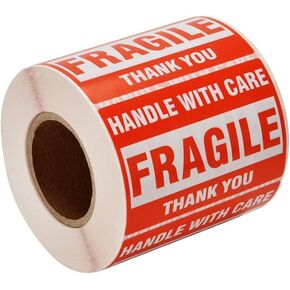 Foxyaye 50 Higile Hite With Care 2x3 "ملصقات التغليف مربع التسمية البريدية السلامة ، لوازم الأعمال الصغيرة