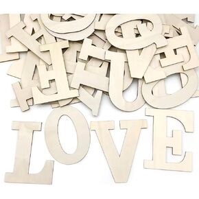 Wooden Letters for Crafts, 3/4 Inch Unfinished Capital Wooden Alphabet Letters&Numbers Wood Letters for DIY Painting Arts Home Decorations Kids Spelling Learning(296Pcs)