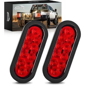 GOOACC 6 بوصة ضوء ذيل مقطورة بيضاوي 2 قطعة 10 LED أحمر إيقاف الفرامل بدوره إشارات أضواء مع مقابس حلقات تثبيت على السطح IP67 مقاومة للماء لجرار شاحنة مقطورة RV، ضمان لمدة عامين in Kuwait