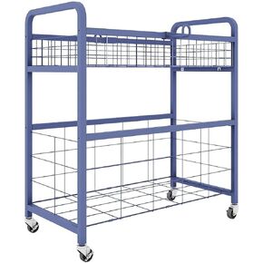Kaplan Early Learning Move and Play Equipment Cart - Organize and Access Gear for Gross-Motor Activities - Durable Steel Frame, Locking Casters, Easy-to-Reach Bins, and Side Hooks for Accessibility