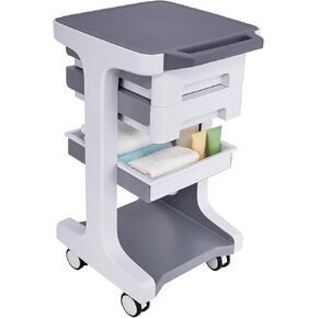Professional-Grade 3-Tier 2-Drawer Utility Cart on Wheels - Trolley Cart 3-Tier 2 Drawers & Utility Desk - Mobile Storage Cart, Cavitation Machine, Salon Supplies - Max 50kg/110lb Load