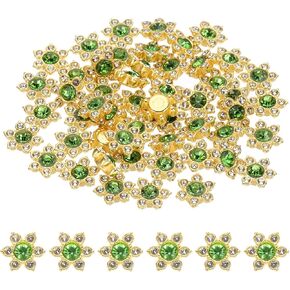 PATIKIL 100 Pcs Flower Crystal Rhinestone Embellishments, 13mm Flatback Glass Rhinestones with Craft Gems Crystal Decoration Button for Clothes DIY Crafting Jewelry Making, Transparent
