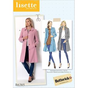 Butterick Patterns B6385 E5 Misses 'Roace' ، Peter Pan أو معاطف ذوي الياقات ذاتها بأحجام مخصصة لكوب من Lisette ، حجم 14-22 (6385)